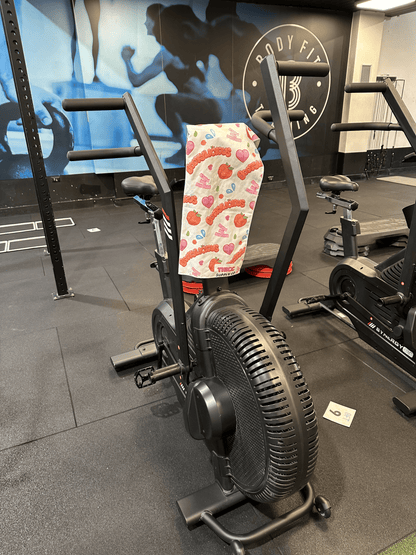Bootylicious Gym Towel folded over a Bio-Bike 